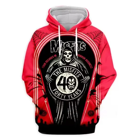 Misfits Skull Death 40 Years Punk Rock Band All Over Print Hoodie 3D