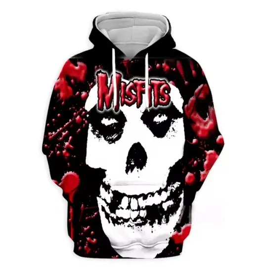 Misfits Big Skull Face Vintage Punk Rock Band All Over Print Hoodie 3D