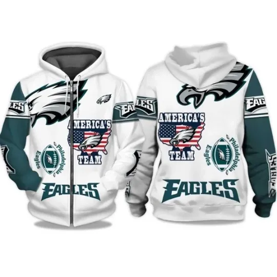 Discover Philadelphia Eagle America Team Zip Hoodie All Sizes Gift For Fans