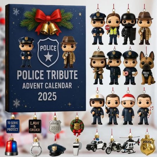 Discover Police Christmas Advent Calendar, Police Officer Christmas Ornaments, 24 Days Countdown Gift for Policeman