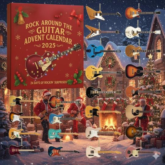 Discover Guitar Christmas Advent Calendar Ornaments, 2D Flat Acrylic 24 Days Countdown Gift for Band Members, Guitar Players