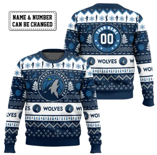 Discover Nba Minnesota Timberwolve Custom Name And Number Ugly Sweater
