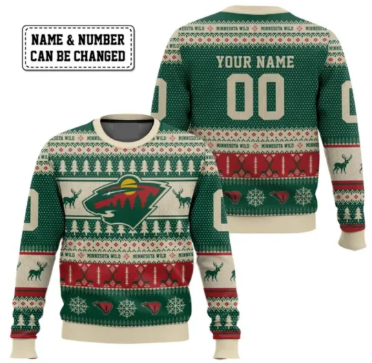 Discover Minnesota Wild Custom Name And Number Ugly Sweater