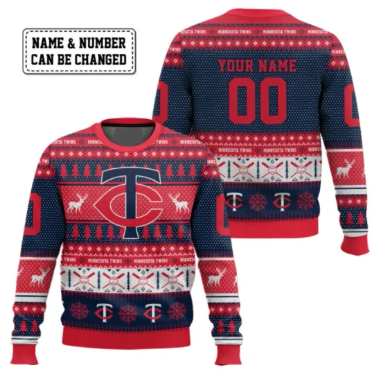 Discover Minnesota Twin Custom Name And Number Ugly Sweater