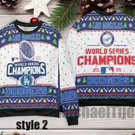 Discover Dodger 2025 LA Champion Baseball Xmas Ugly Sweater Shirt