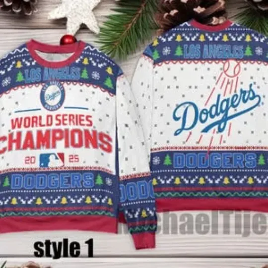 Discover World Series Champion Dodger 2025 LA Xmas Baseball Ugly Sweater
