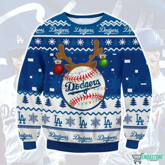 Discover LA Dodger Ugly Christmas Sweater Baseball Fan Holiday Pullover