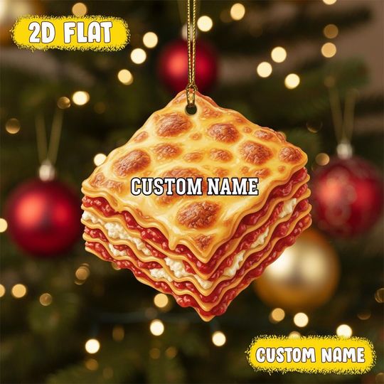 Discover Personalized Lasagna Ornament | Funny Acrylic Christmas Tree Decor | Custom Name Pasta Layer Dish | Food Lover Holiday Gift | Food Ornament
