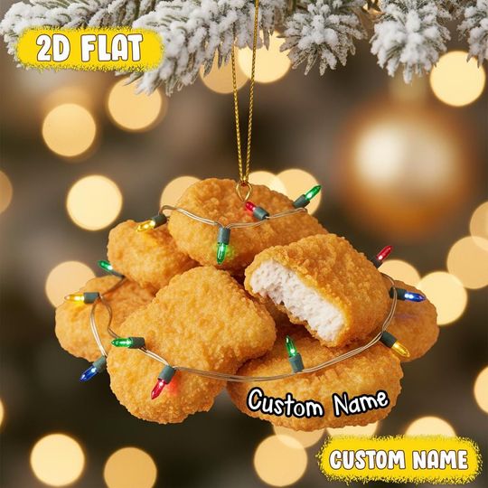 Discover Personalized Chicken Nugget Ornament Acrylic | Funny Food Christmas Tree Decor | Fast Food Lover Gift | Custom Name Holiday Hanging Decor