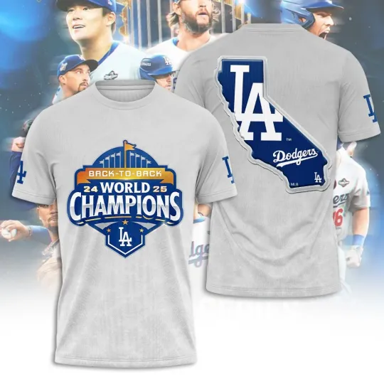 LA Dodgers Back to back Champion 2025 3D T-Shirt