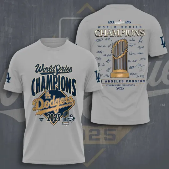 Los Angeles Dodgers 2025 Back to Back Champion 3D T-Shirt