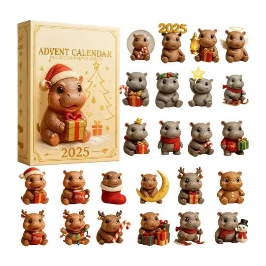 Discover Christmas Countdown Moo Deng Pig Advent Calendar 24 Days of Festive 2D Blind Box