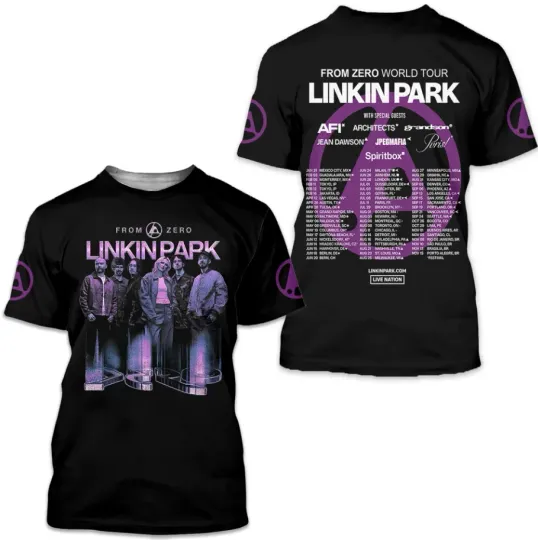 Linkin Park From Zero World Tour 2025 With Tour Dates 3D T-Shirt