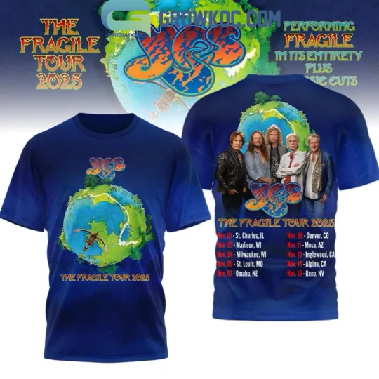 Discover Yes Band The Fragile Tour 2025 3D Printed T-Shirt