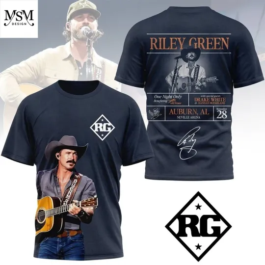Discover Riley Green Auburn Al Concert Shirt 2025 One Night Only Tour Tee