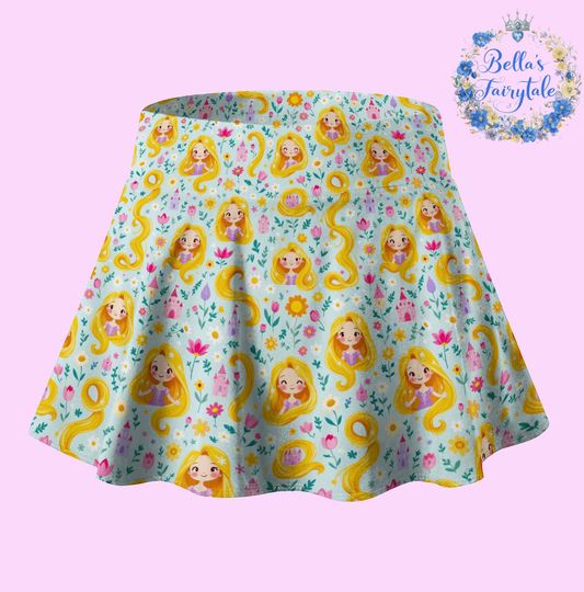 Discover Rapunzel and Flowers, Disney Skirt with Shorts, Pickleball Skirt, Tennis Skirt