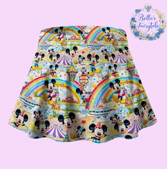 Discover Mickey In Epcot Skort Rainbow, Disney Skirt with Shorts, Pickleball Skirt, Tennis Skirt