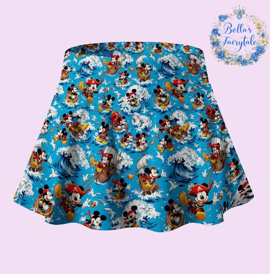 Discover Mickey Pirate of The Caribbean, Disney Skirt with Shorts, Pickleball Skirt