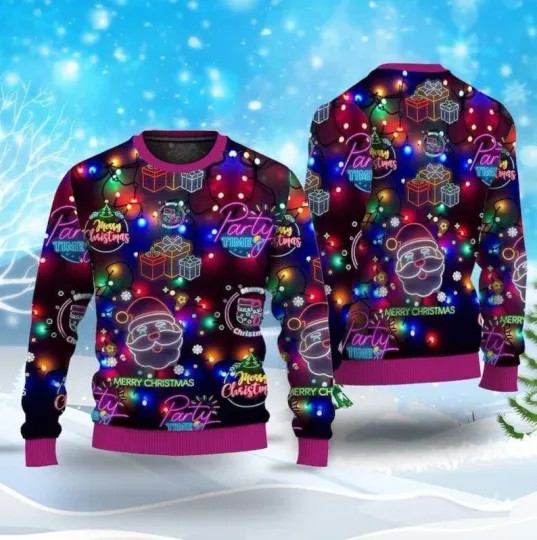 Discover XMAS Bright Neon Lighting Ugly Christmas Sweater