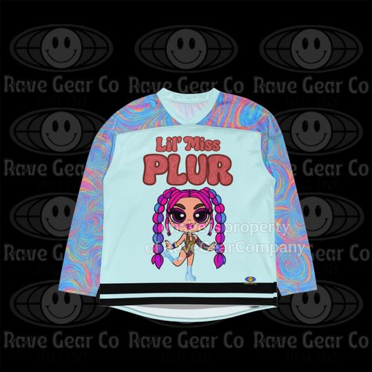 Discover Lil Miss PLUR Hockey Jersey for Rave Festivals, Kandi Rave Wear, EDC & Tomorrowland Outfit
