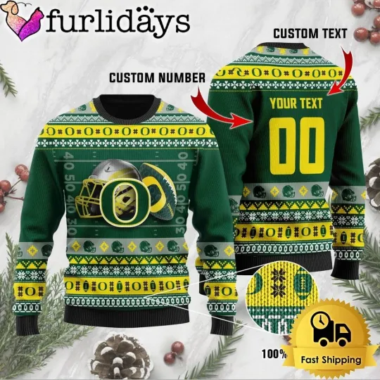 Discover Oregon city Duck Football Helmet Custom Ugly Christmas Sweater