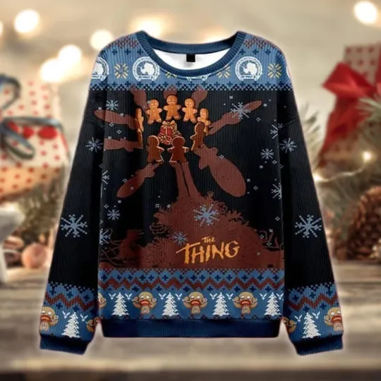 god zilla Ugly Xmas Sweater, Kaiju Holiday Jumper, Sci-Fi Movie Gift