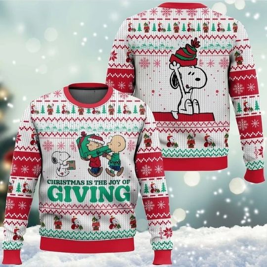 Discover Christmas Is The Joy Of Giving Snoopy Christmas Ugly Sweater