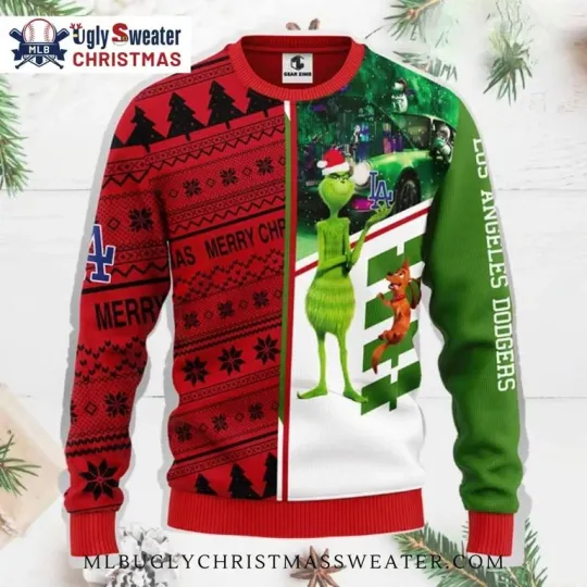 funny character And Max Dual-Sided Dodgers Christmas Sweater