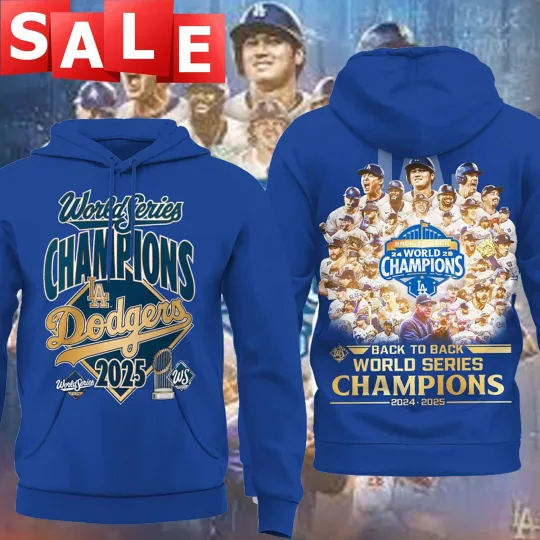 Discover Los Angeles Dodgers World Series Hoodie Back to Back Champions 2025 for Fans