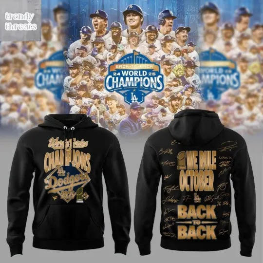 Discover LA Dodgers We Rule October Back-to-Back World Series Signature 3D Hoodie
