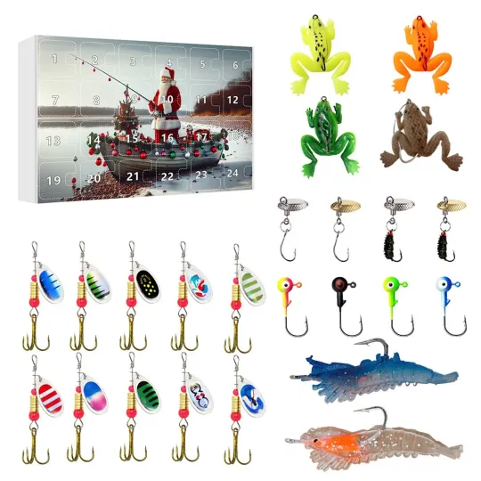 Discover Christmas Countdown Fishing Advent Calendar 24 Days of Festive 3D Blind Boxes