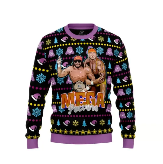 Discover Wrestling Entertainment Mega Powers Ugly Christmas Sweater Men’s Holiday Pullover Funny Wrestling
