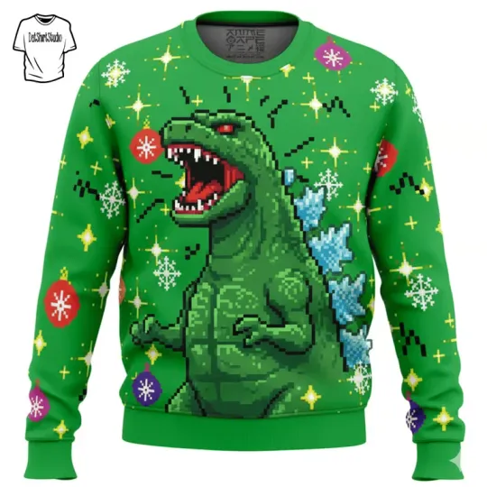 god zilla Tree Christmas Limited Edition Ugly Sweater