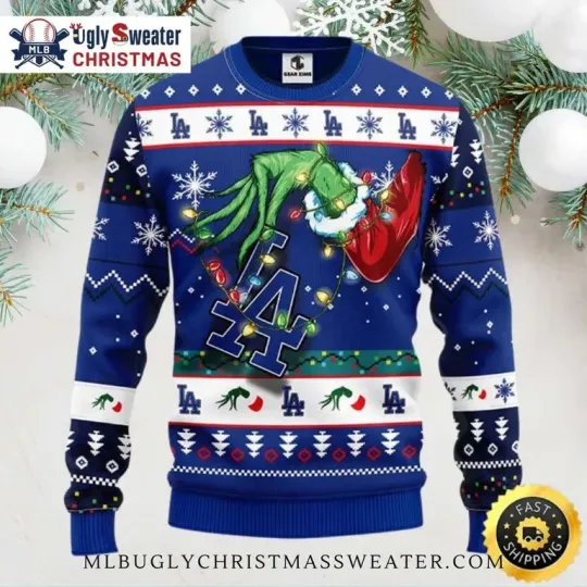 Discover Dodgers funny character Stealing Christmas Lights Ugly Sweater