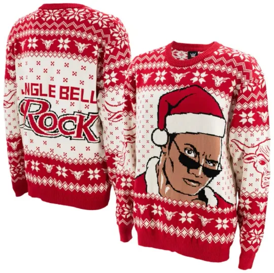 Discover Wrestling Entertainment The Rock Jingle Bell Rock Ugly Christmas Sweater Men’s Holiday Pullover Gift