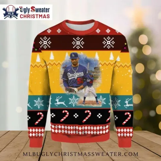 Discover LA Dodgers #5 Player Yellow And Red Ugly Christmas Sweater