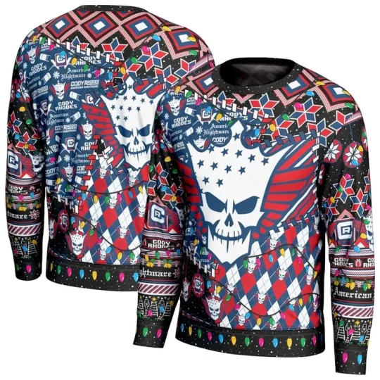 Wrestling Entertainment Cody Rhodes American Nightmare Ugly Christmas Sweater Men Women Holiday