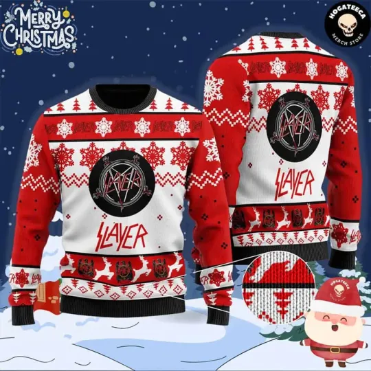 Discover Slayer Snow Ugly Xmas Sweater, Heavy Metal Christmas Gift for Family Friends
