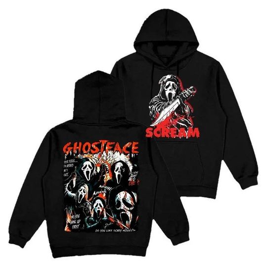 Ghostface Hoodie Men Halloween Scary Pullover Sweatshirt for Horror Movie Fans