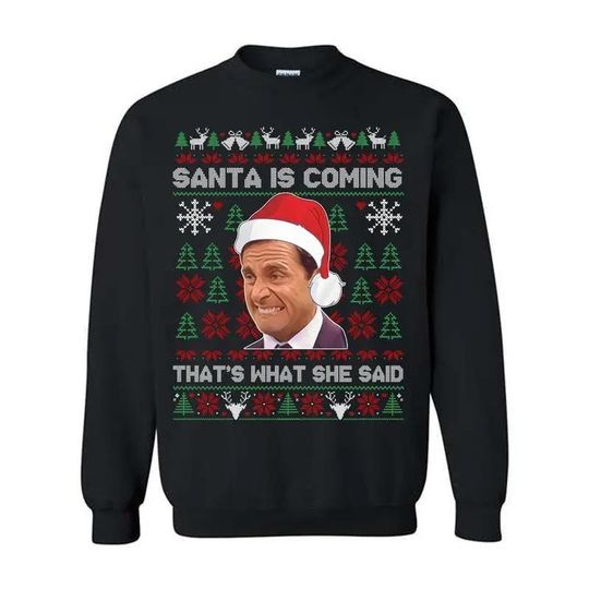 Discover Michael Scott That's What She Said Ugly Christmas Sweatshirt, The Office Movie Funny Sweater for Men and Women