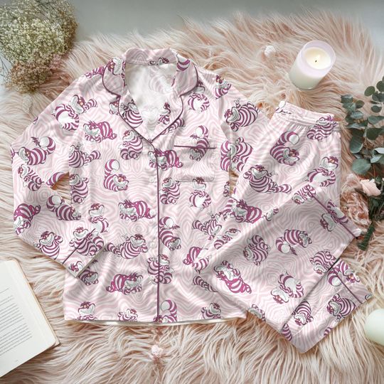 Discover Disney Cheshire Cat Pajama Set with Button Details for Women