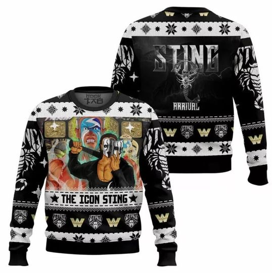Discover Wrestling Entertainment The Icon Sting Arrival Ugly Christmas Sweater Men’s Holiday Pullover Gift