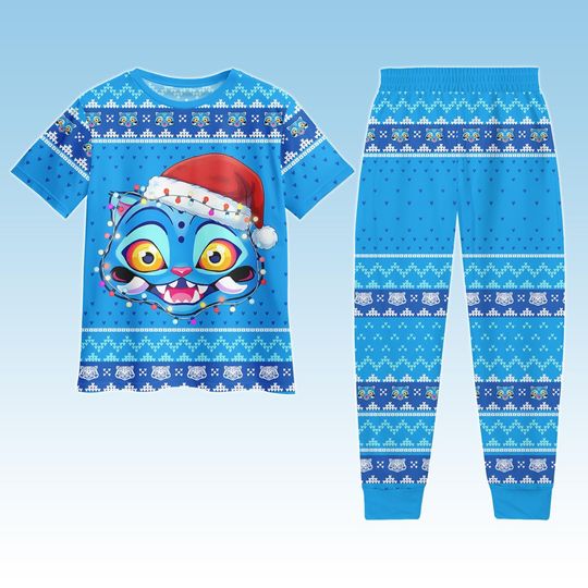 Discover Christmas Blue Tiger T-Shirt & Pajamas Set