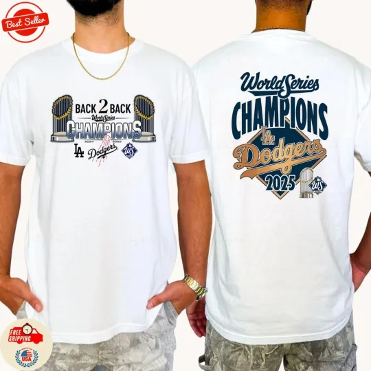 Los Angeles Dodgers World Series Champions Back To Back TShirt - Multicolors