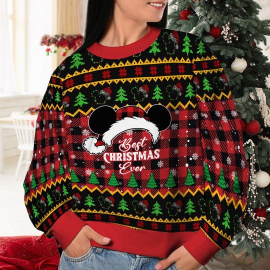 Discover Disney Mickey Mouse Christmas Sweater, Ugly Xmas Sweatshirt, Disney Ears Sweater, Holiday Gift for Disney Fans