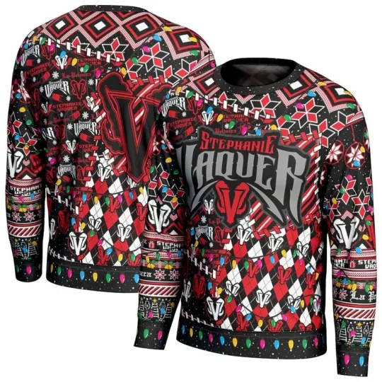 Discover Wrestling Entertainment Stephanie Vaquer Ugly Christmas Sweater Men’s Women’s Holiday Pullover Black