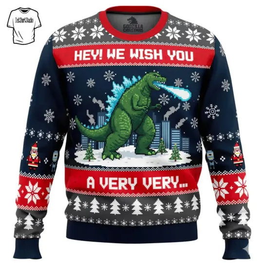 god zilla We With You Christmas Special Edition Ugly Sweater