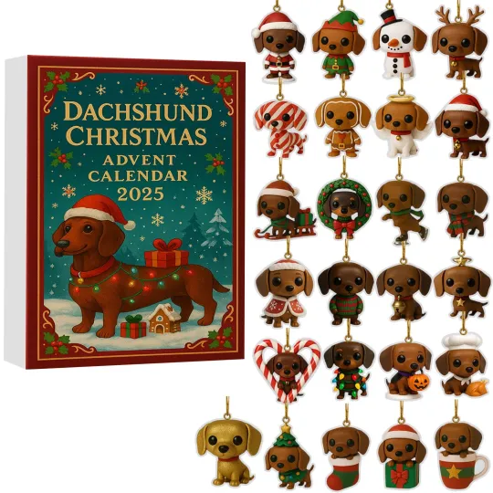 Discover Christmas Countdown Dachshund Advent Calendar 24 Days of Festive 2D Blind Boxes