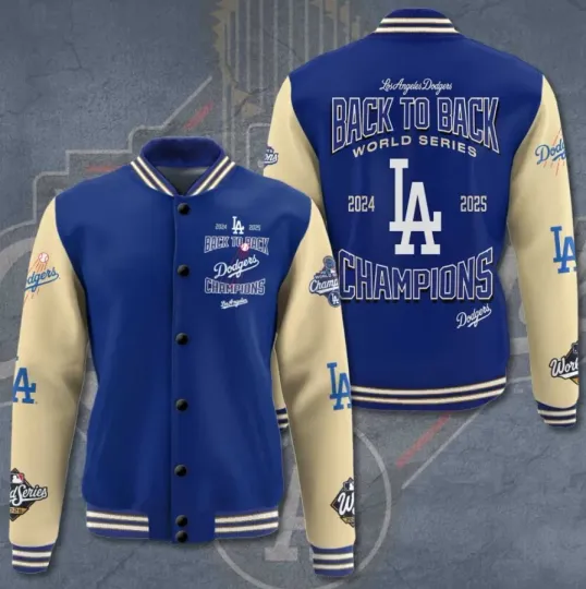Discover Los Angeles Dodger Back To Back World Series 2025 Baseball Jacket