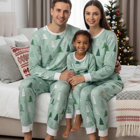Discover Christmas Tree Long Sleeve Pajamas Set, Festive Christmas Pajamas Family, Cozy Matching Pajamas, Holiday Christmas Gift